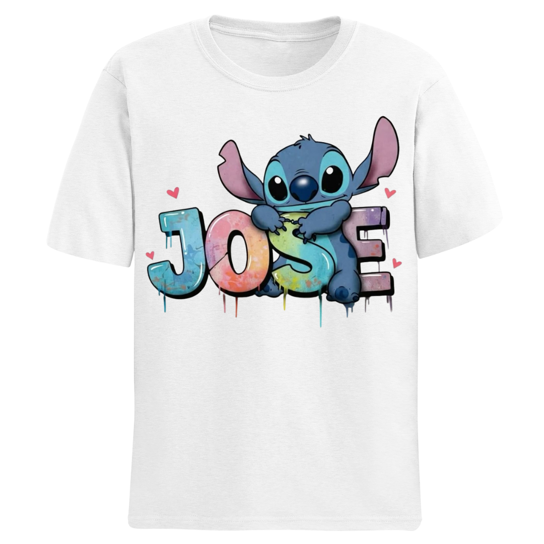 Polos manga corta cuello redondo STITCH 3 (Escoge tu nombre)