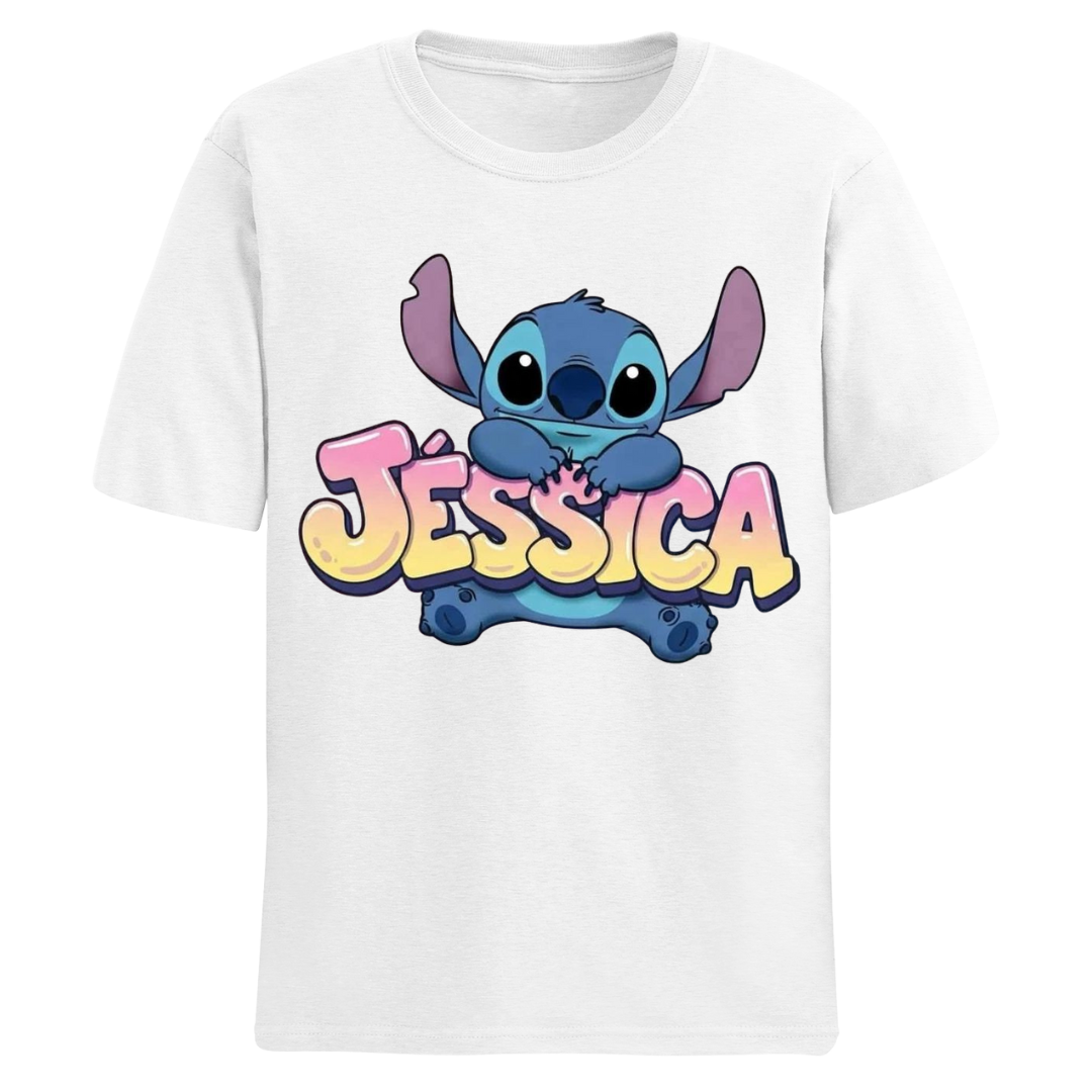 Polos manga corta cuello redondo STITCH 3 (Escoge tu nombre)