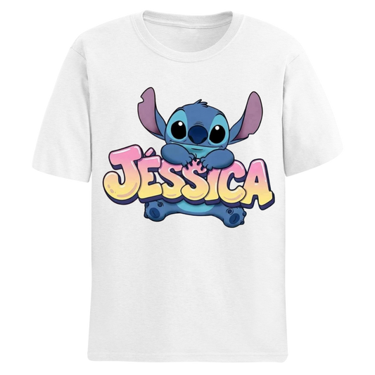 Polos manga corta cuello redondo STITCH 3 (Escoge tu nombre)
