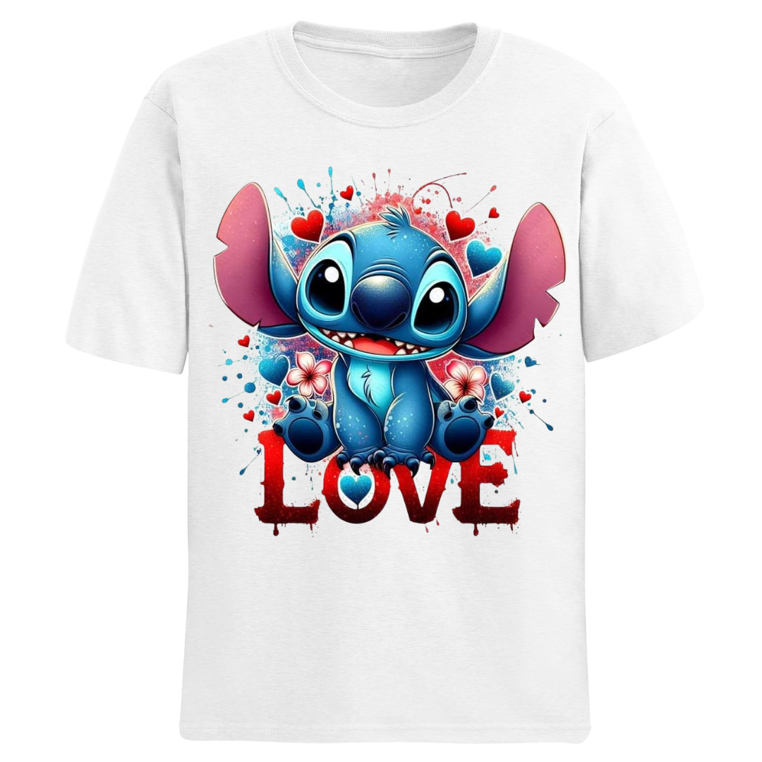 Polos manga corta cuello redondo STITCH 3 (Escoge tu nombre)